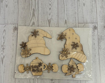 interchangeable Winter gnome outfit DIY wood kit