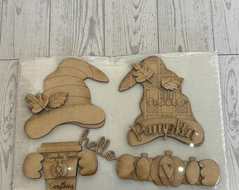 Interchangeable Hello Pumpkin Gnome outfit DIY wood kit