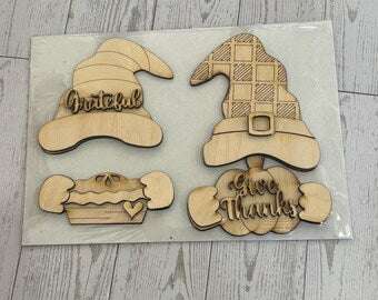 Interchangeable Thanksgiving Gnome outfit DIY wood kit