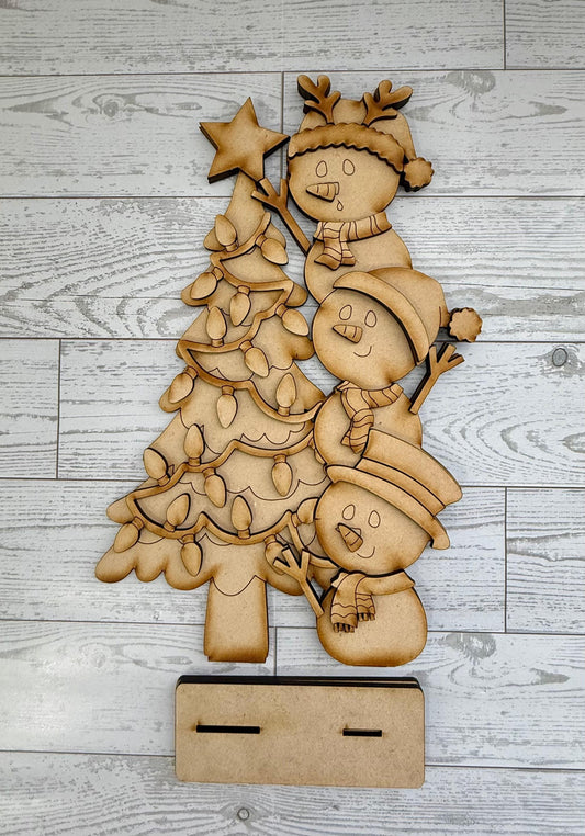 Stackable Snowman Tree DIY wood kit