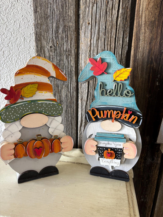 Interchangeable Hello Pumpkin Gnome outfit DIY wood kit
