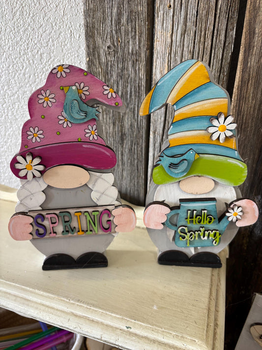 Interchangeable Spring gnome outfit DIY wood kit.