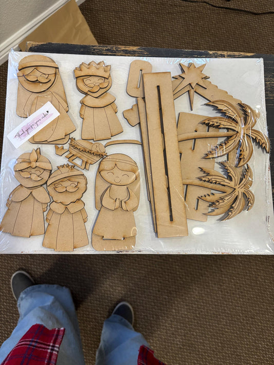 8 piece nativity DIY wood kit
