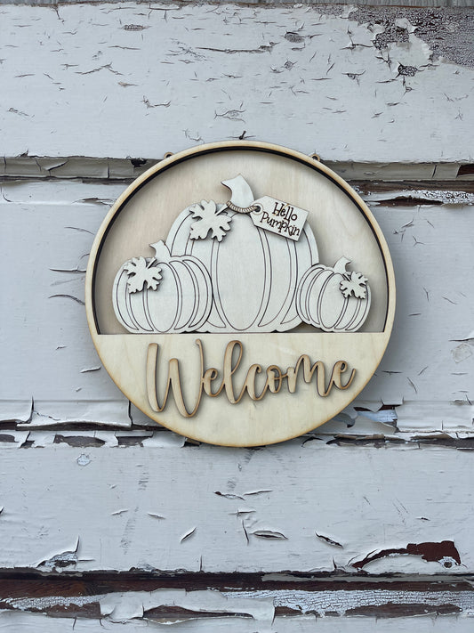 Interchangeable hello pumpkin door hanger (insert only)