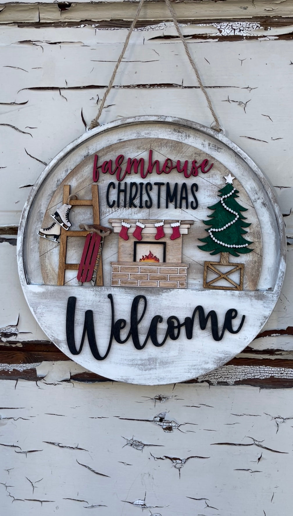 Interchangeable farmhouse Christmas  door hanger (insert only)