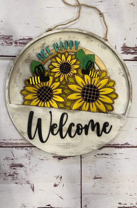 Interchangeable Bee Happy door hanger (insert only)