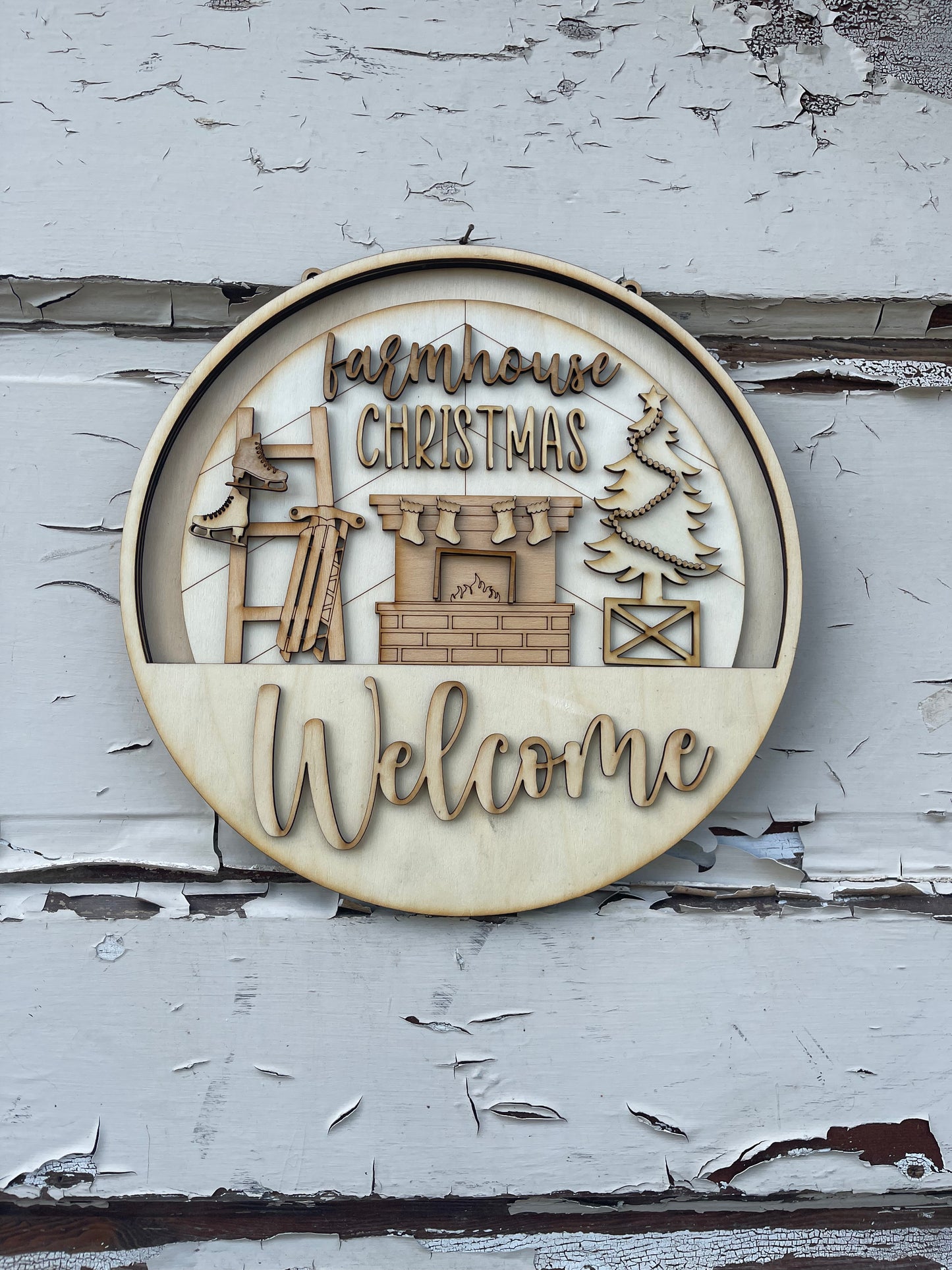 Interchangeable farmhouse Christmas  door hanger (insert only)